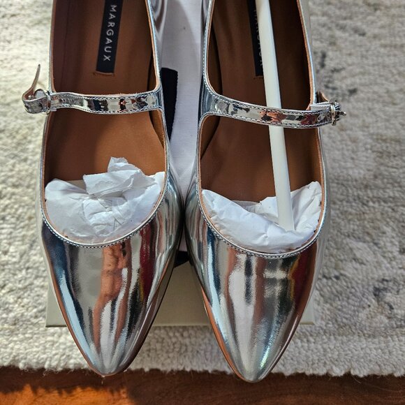 Margaux The Mary Jane Patent Silver Size 37 NIB - Picture 1 of 2